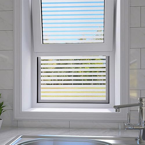 Miniatura 3 de Película esmerilada a rayas para ventana, calcomanía de privacidad para ventana, vinilo decorativo para ventana, protección UV, película estática