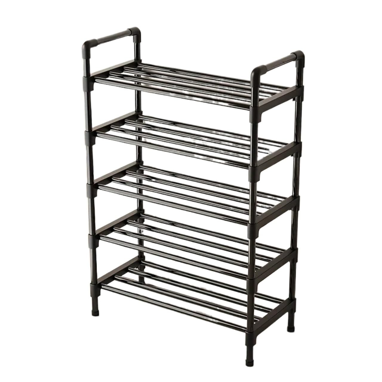Multi-Tier Stackable Metal Shoe Rack Freestanding Black