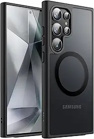 JETech Capa Magnética para Samsung Galaxy S24 Ultra 5G, Compatível com MagSafe, Case Capinha para Translúcida Fosca Traseira à Prova de Choque (Preto)