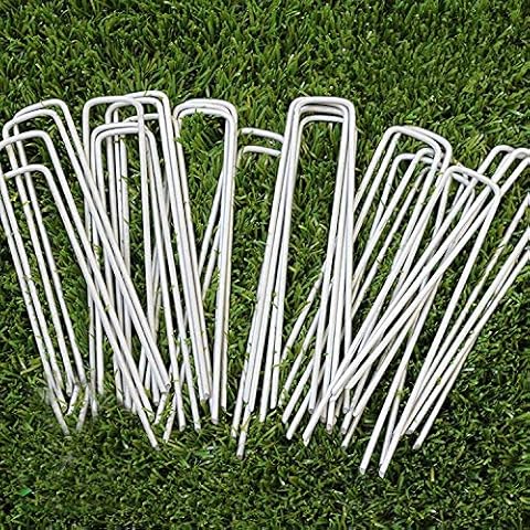 GOTOTOP 50-Pack 12" Landscape Garden Staples, Stakes Pins, Heavy Duty Ground Stakes/Pegs, Grass Staple for Securing Ground Cover, Weed, Fabric & Fence Anchors Cover