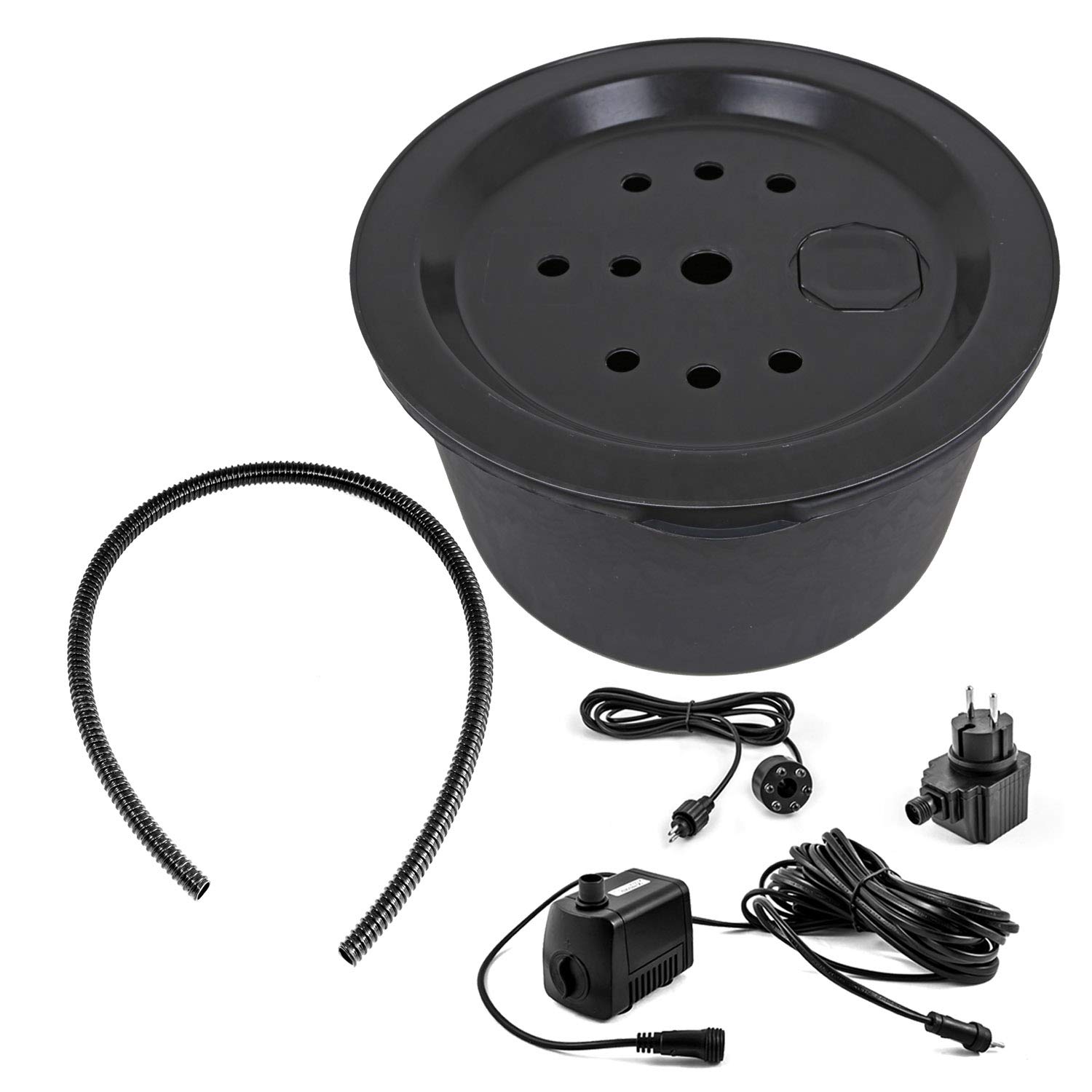 CLGarden Granit Kugelbrunnen GKB30 Komplettset Springbrunnen Quellstein Garten Brunnen Kugel mit LED Beleuchtung 12V Set