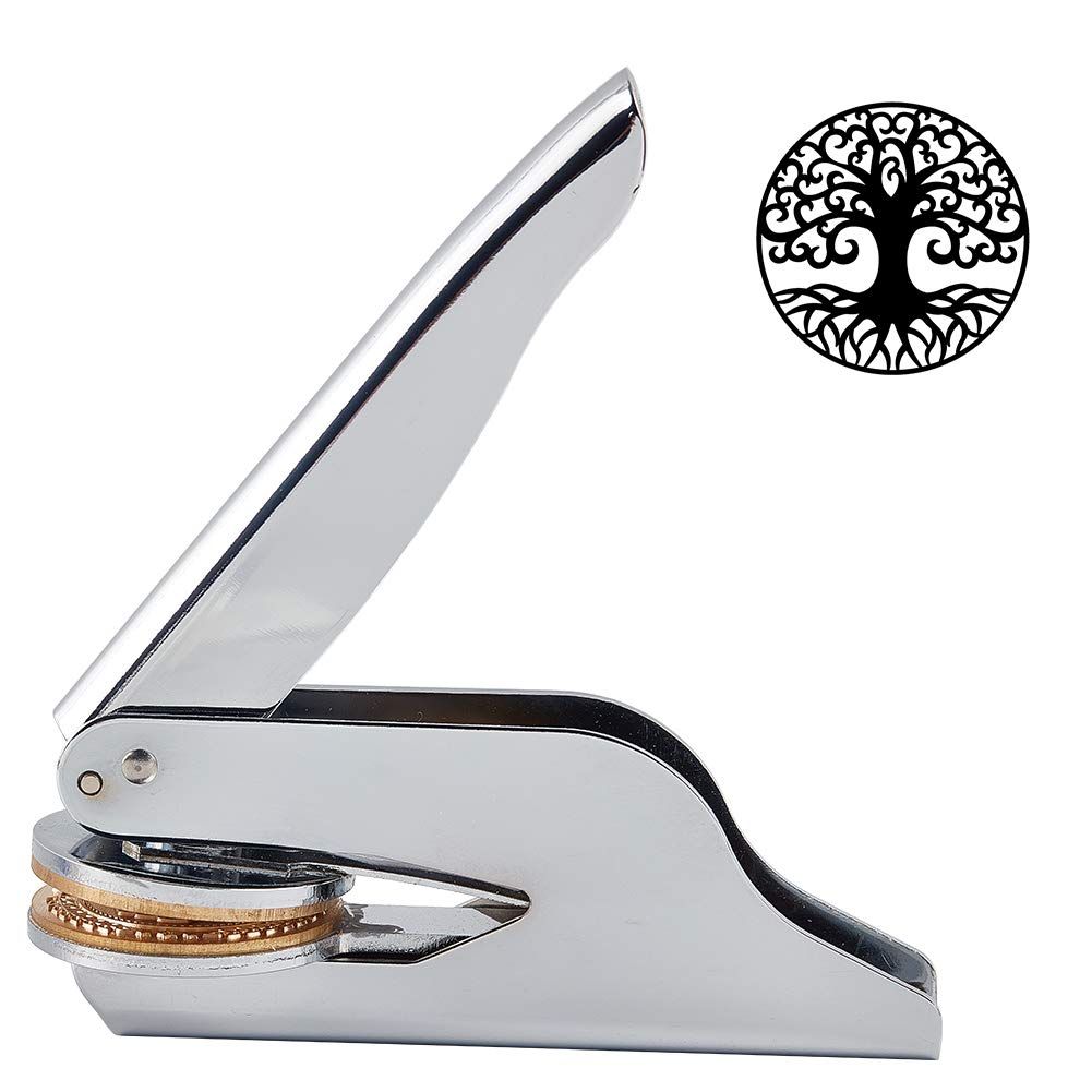 CRASPIRE Sello del árbol de la vida en relieve de acero inoxidable Sello de mano en relieve Sello de notario en relieve para libros Sobres Servilletas Papel oficial