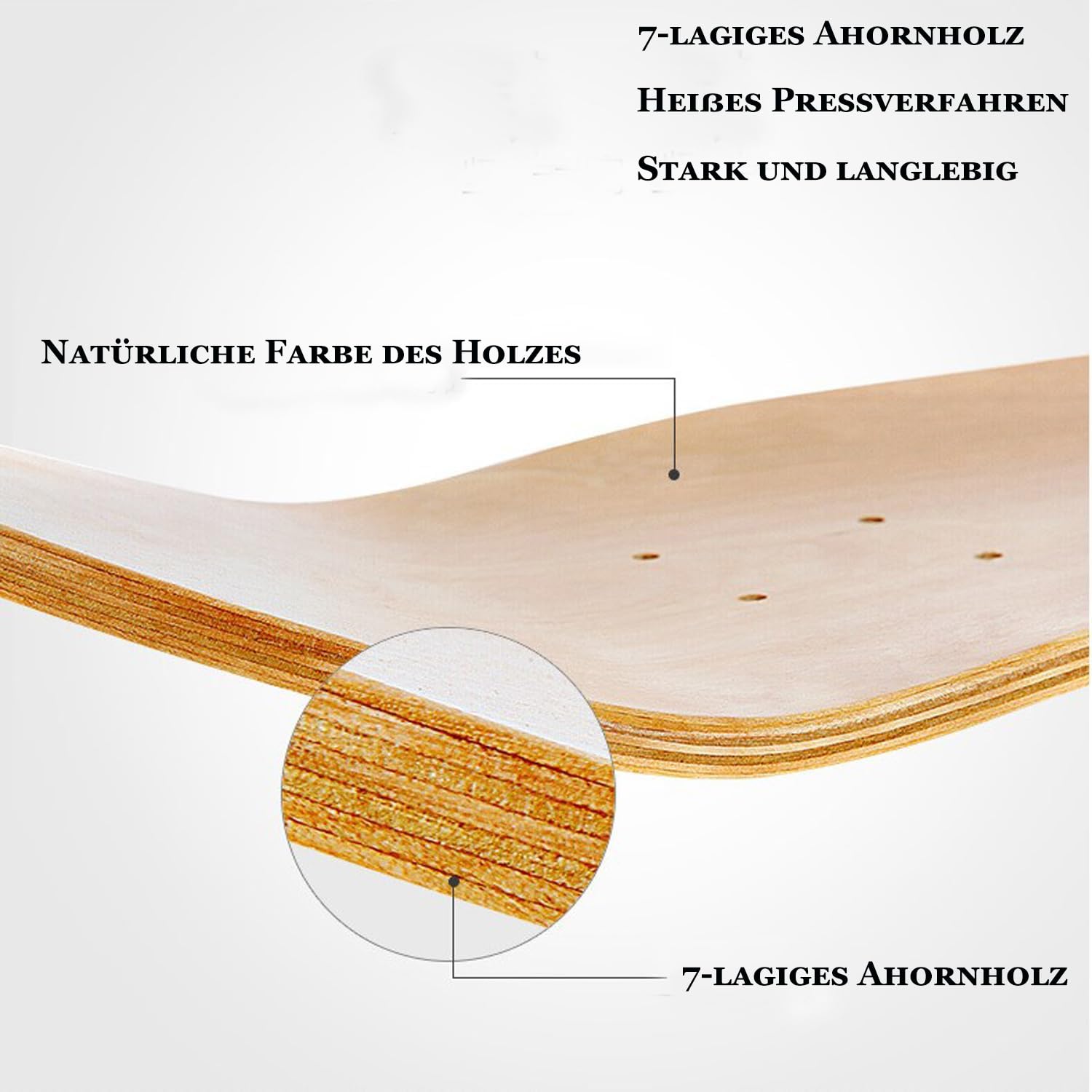 2 Blank Skateboard-Decks, 7-lagiges Ahorn-Skateboard-Deck Natürliches Skateboard-Deck Für persönliche Kunst, Graffiti, Malerei, usw. Doppelkonkaves Skateboard 79x20cm