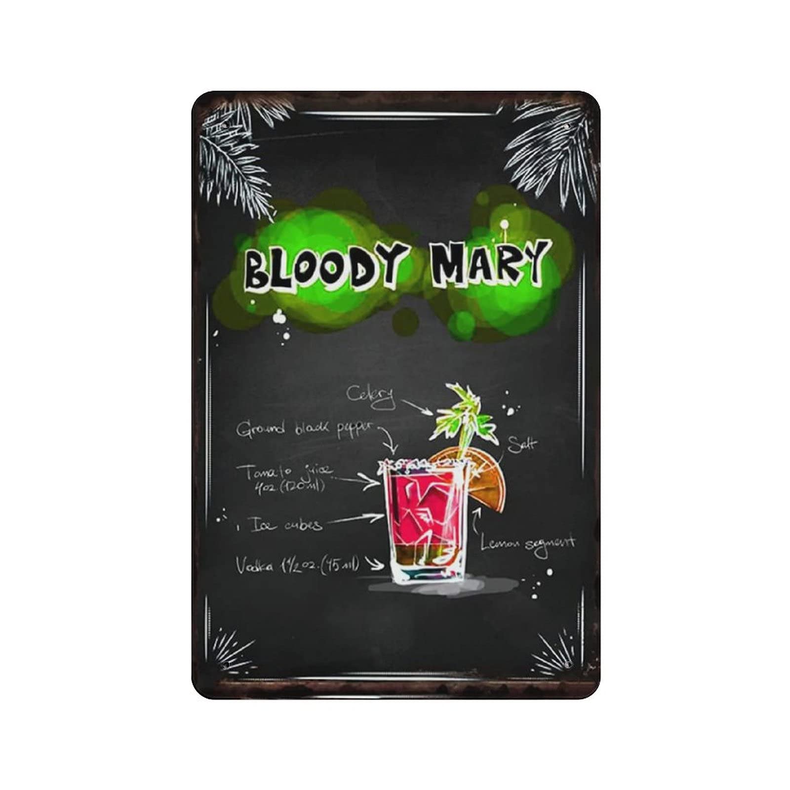 rayprint Metal Tin Sign Bloody Mary Cocktail Vintage Tin Poster Metal Sign Wall Decoration Country Kitchen Home Garage Decor 12"x8"
