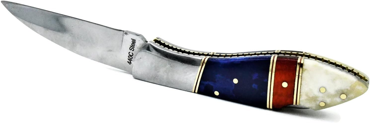 Black Friday Sale 2022 (0 8/18) DKC-58-440c BLUE JAY 440c Stainless Steel Folding Hunting Pocket Knife 4.5 Folded 8 Long 3.25 Blade 7.5oz High Class Looks t Hand Made DKC Knives