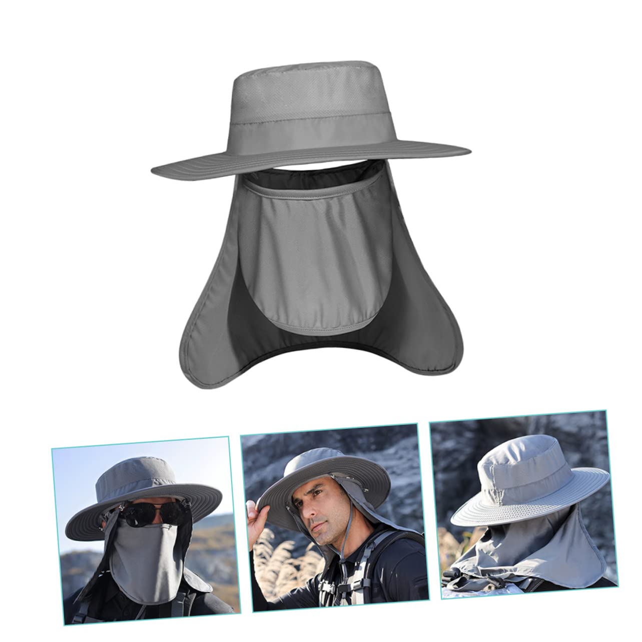 ifundom Cappello da Pesca con Protezione Solare Cappello per Gli Uomini Cappello da Pesca all'aperto Cappello da Sole all'aperto Cappello da Sole da Uomo Nylon Grey