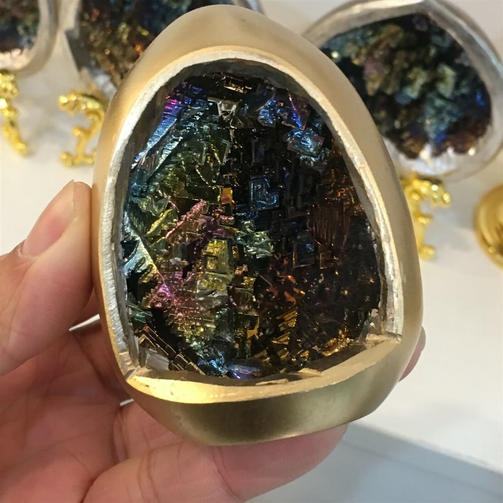 Rainbow Bismuth Ore Egg Quartz Crystal geode 1pc Ornaments