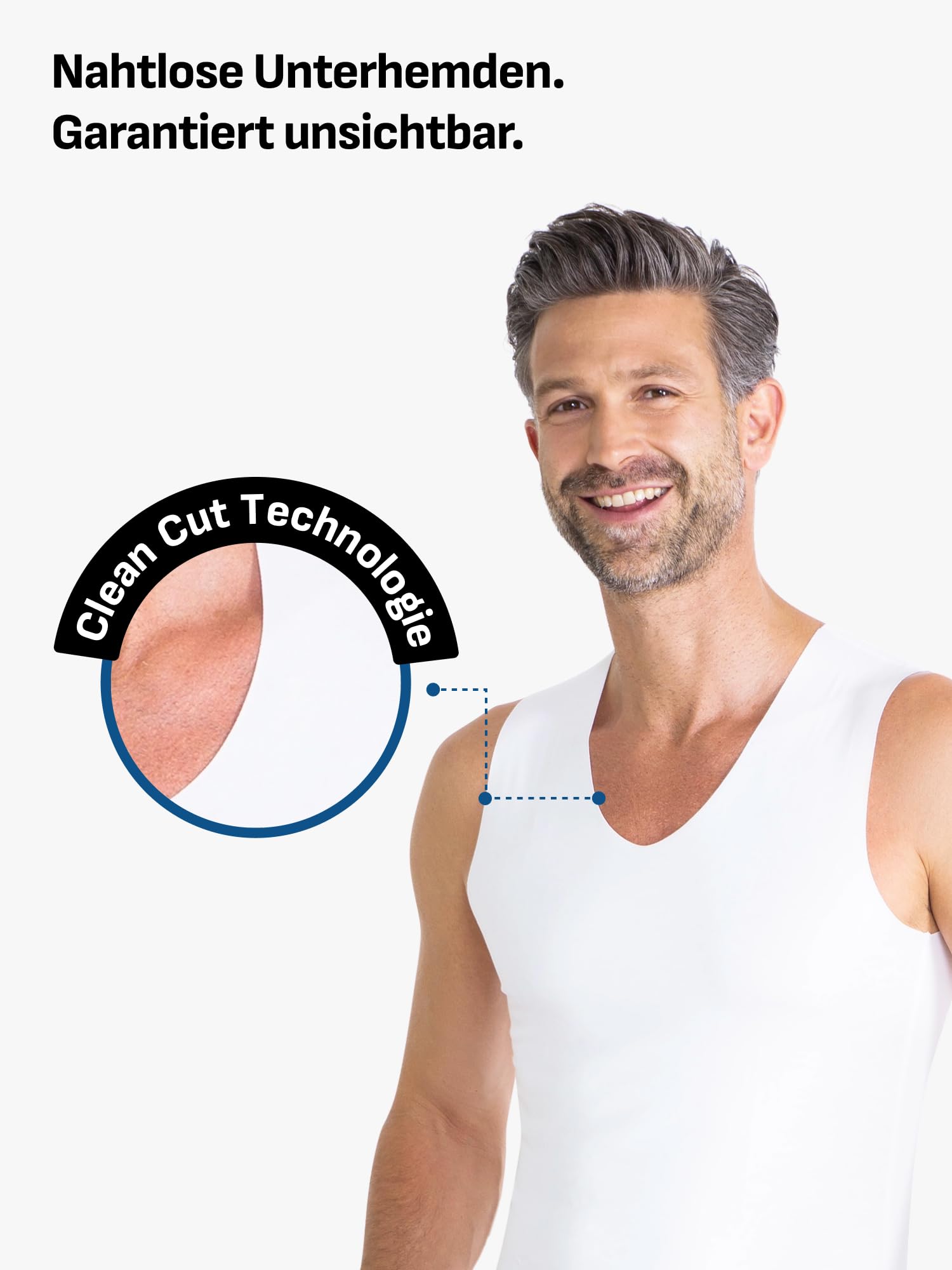 FINN Clean-Cut - Camiseta interior para hombre, sin mangas, cuello en V, invisible, con acabado de corte láser, sin costuras, de modal original de Lenzing