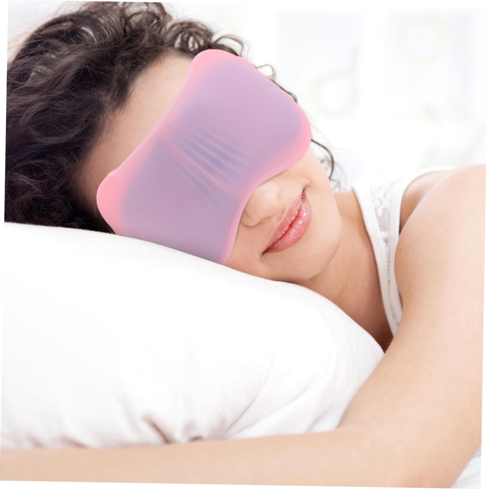 Maschera per Occhi in Gel Silicone Rosa, Compressa Calda e Fredda | Riposo in Viaggio e Sonno Notturno, Confortevole da Indossare, Foglio Gel Elastico