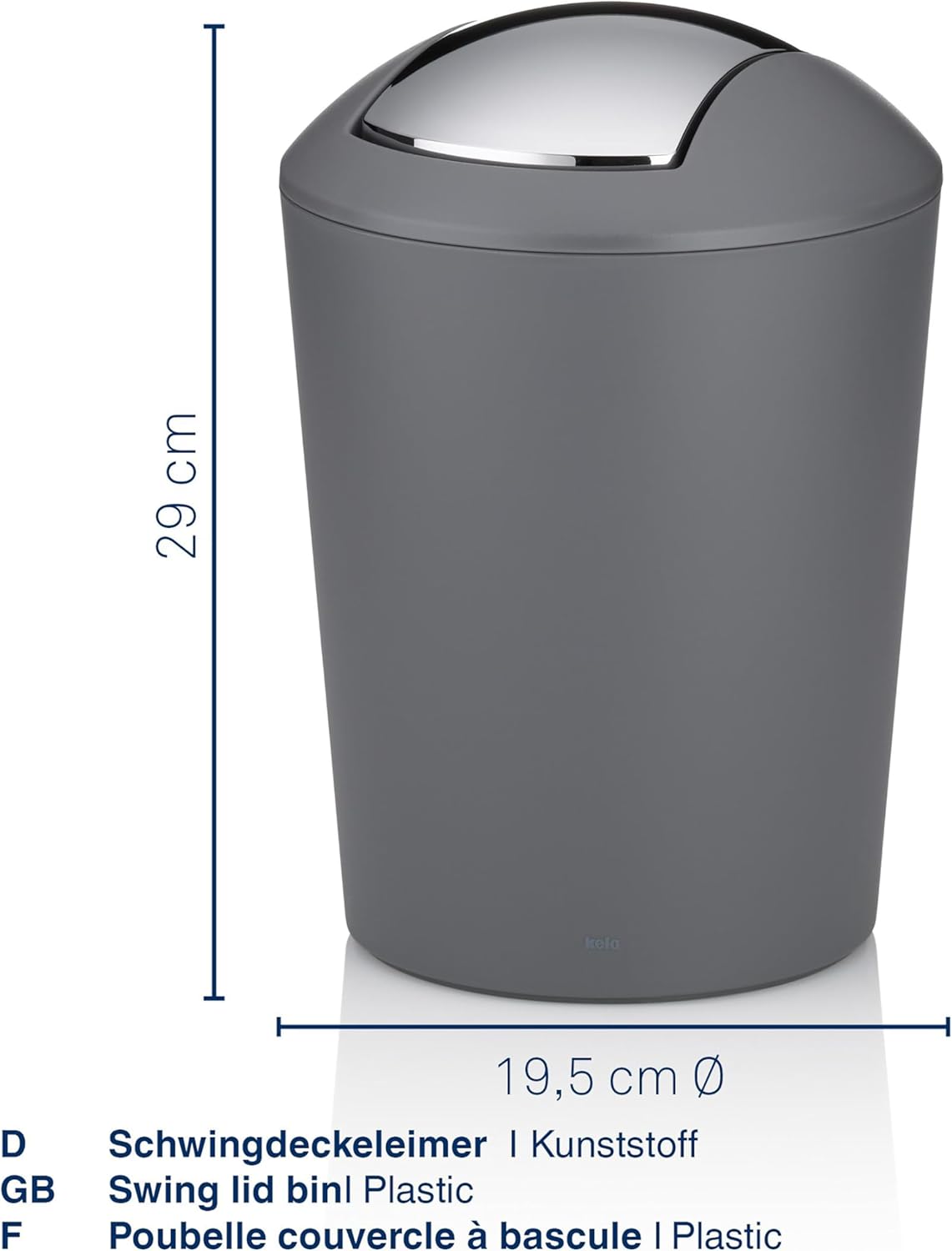 Kela Trash Can with Lid Marta Collection, Grey