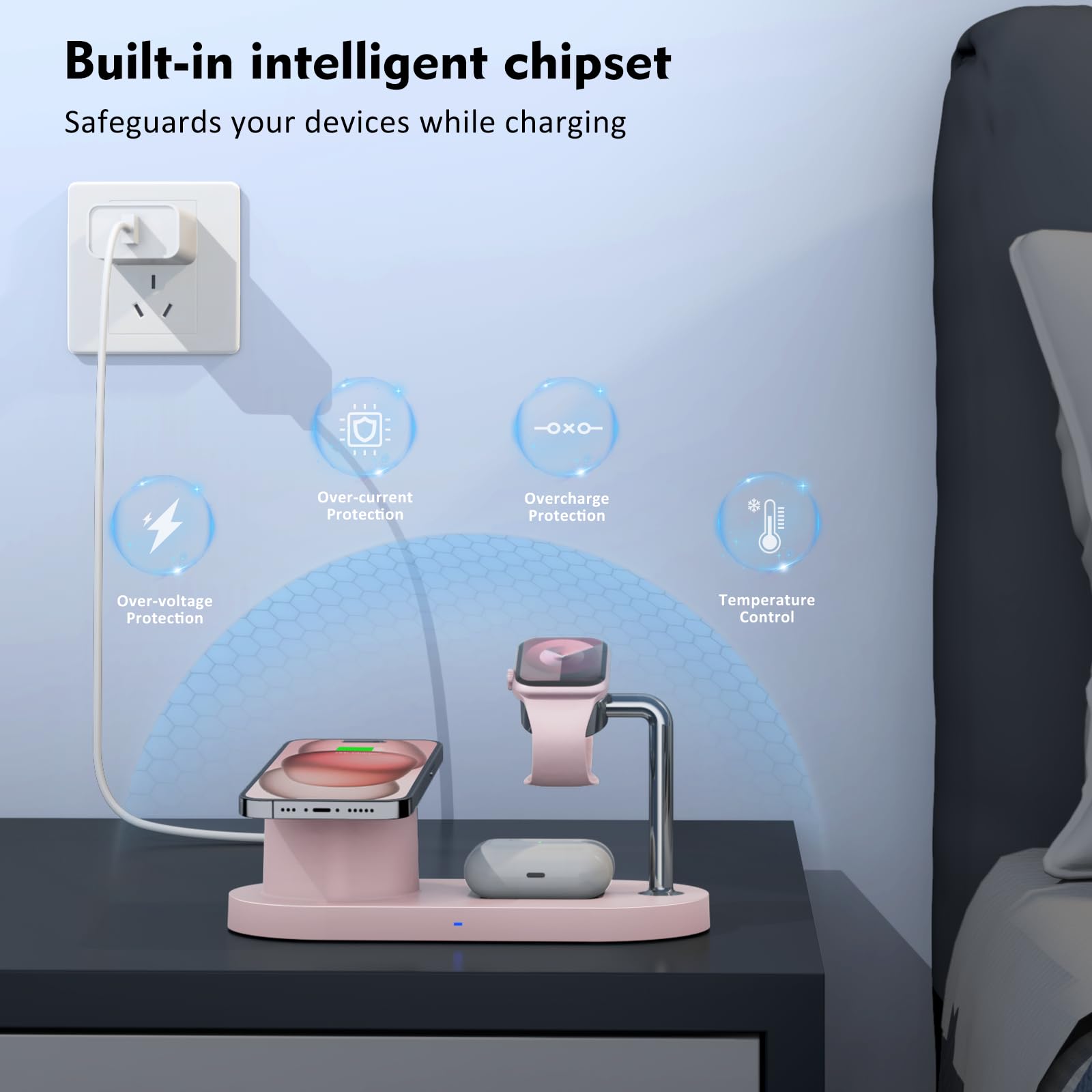 Sildark Magnetic Wireless Charger for iPhone: 3 in 1 Charging Station for Multiple Device Apple - 18W Fast Mag-Safe Charger Dock Stand for iPhone 15 14 13 12 Pro Max Apple Watch iwatch & Airpods