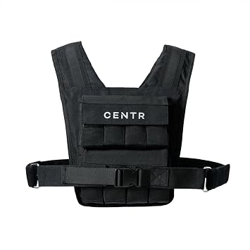 Centr Adjustable Weighted Vest 20lbs for Men & Women Workout, Running, Strength Training, Fitness, Weightlifting & Muscle Building Vest with Sand Bag Weights, Slim Design