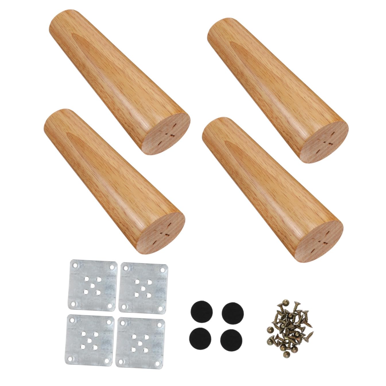 Patas de roble para muebles de 15 cm, soporte cónico con barniz que cuida su suelo
