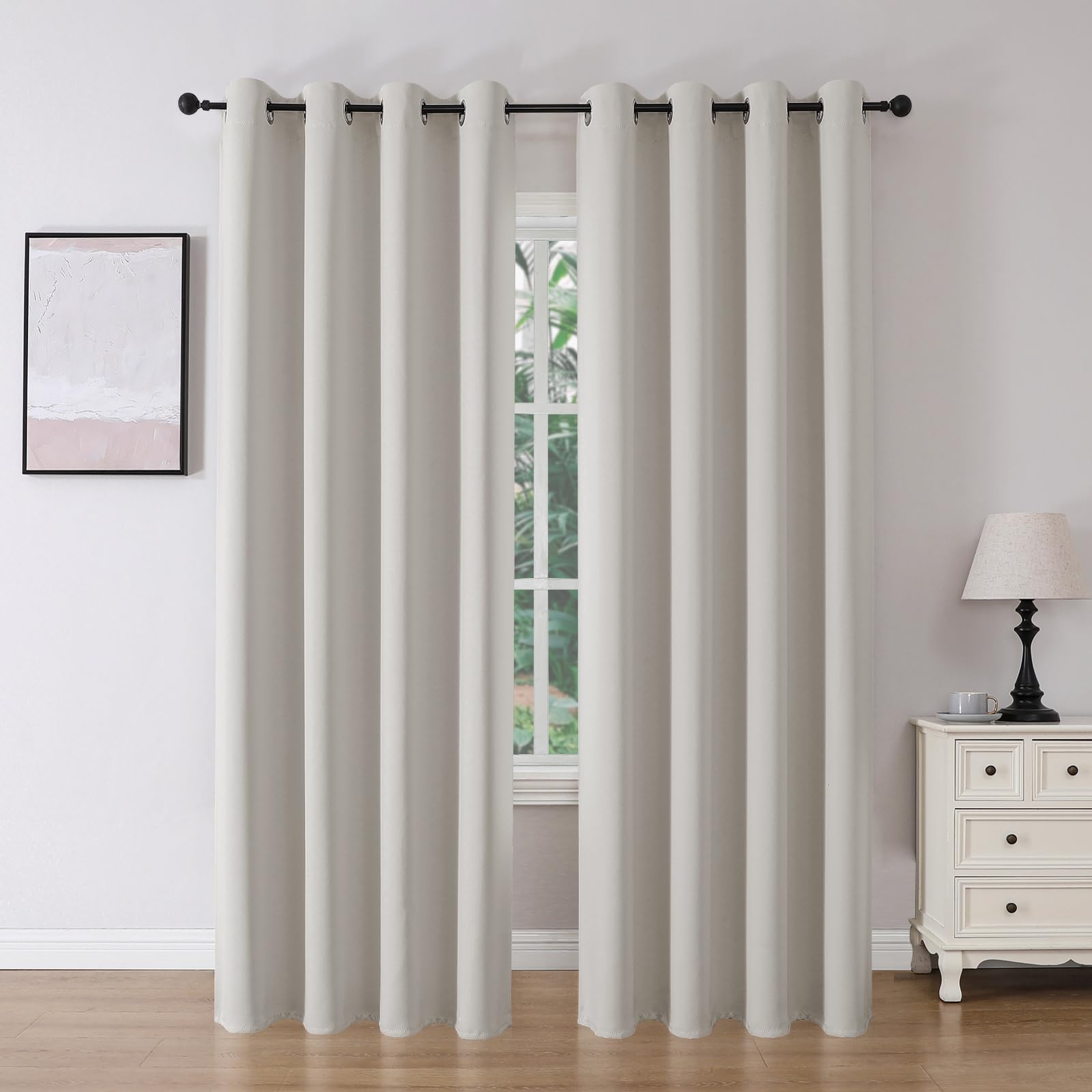 Rideaux occultants thermiques rideau long de chambre couleur naturel 132x241
