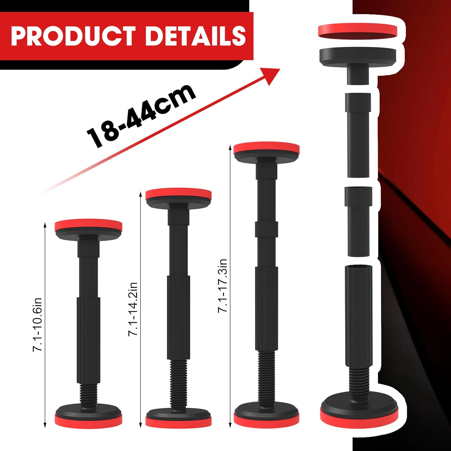 Adjustable Shelf Support Telescopic Pole - Heavy Duty Sagging Shelf Support, 7.1-17.3in Undermount Sink Bracket Cabinet Jack, 220lb Load Capacity Multifunctional Support for Kitchen Shelves