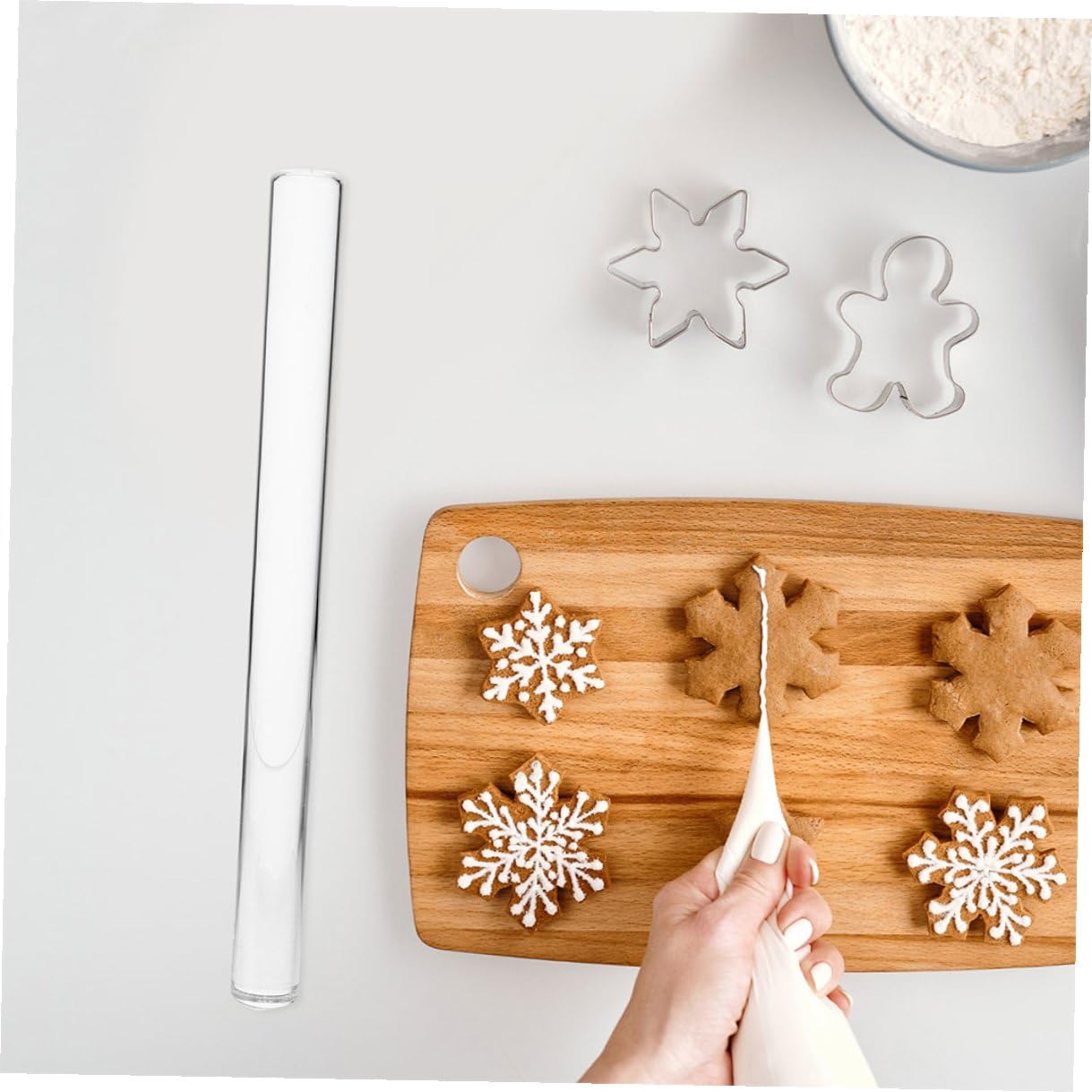 2 Stück Transparenter Acryl Teigroller Nonstick Nudelholz für Fondant Kekse Teig Backen Langlebig Leicht zu Reinigen