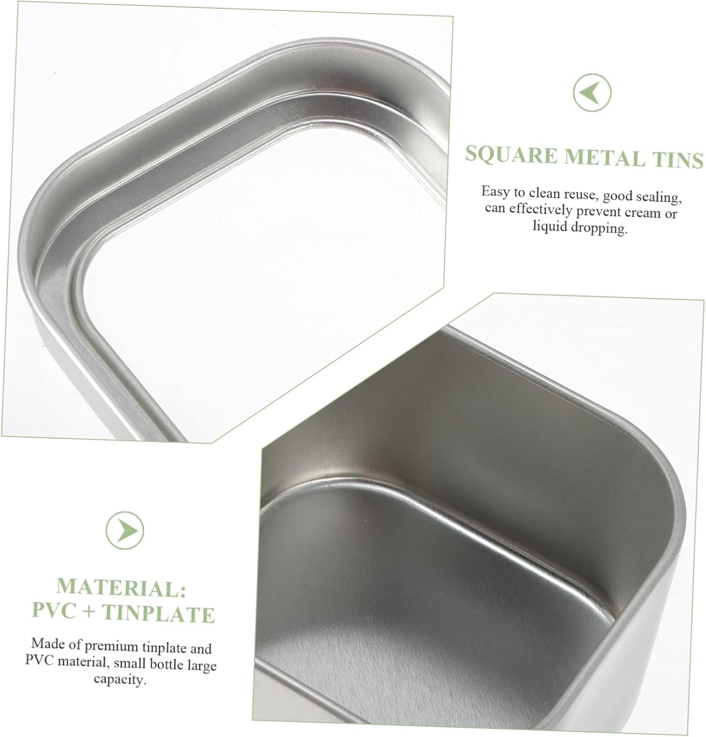 NUOBESTY Tin Can Lids 15pcs Square Metal Tins Lids with Window for Candle Making 8