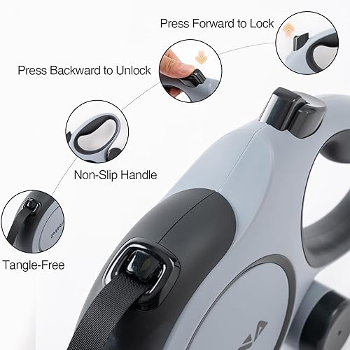 Miniatura 5 de PINA Correa retráctil mejorada para perro, correa de perro de 26 pies para perros pequeños, medianos y grandes de hasta 110 libras, cinta de nailon