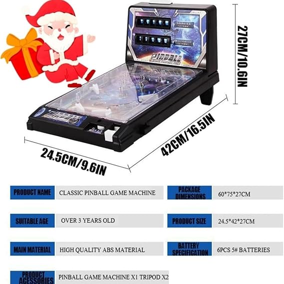 Desk Pinball Game for Adults - Electronic Table Toy with Sound Effects and LED, Perfect for Office and Parties, for Kids and Adults