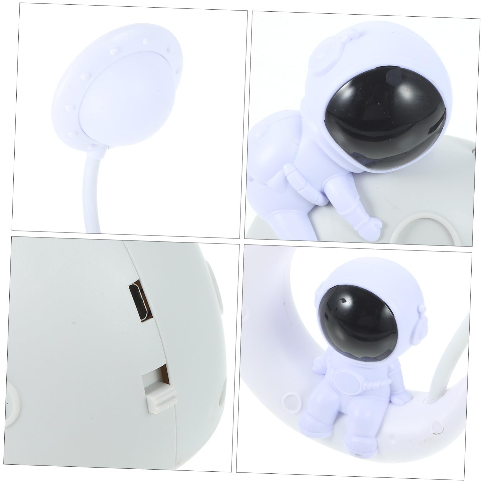 Lámpara de Noche Astronauta Usb, 2 Juegos, Plástico Blanco | Luz LED Suave, Superficie Lisa sin Deslumbrar, Decoración para Escenas Nocturnas