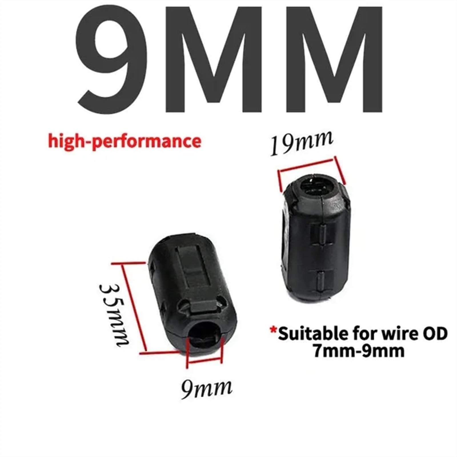 20 PCS Nero Anello Magnetico Filtro In Ferrite for La Schermatura del Cavo Diametro Interno 3.5 MILLIMETRI 5/7/9/11/13/15 MILLIMETRI Filtro di Smagnetizzazione ( Color : 9MM-ui1000 , Size : 20 PCS )