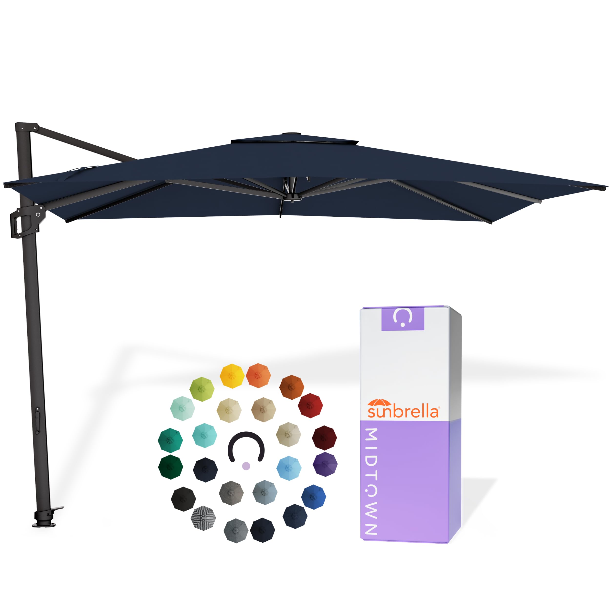 Midtown Umbrellas Grande Square - 9 x 9 Ft Cantilever Umbrella