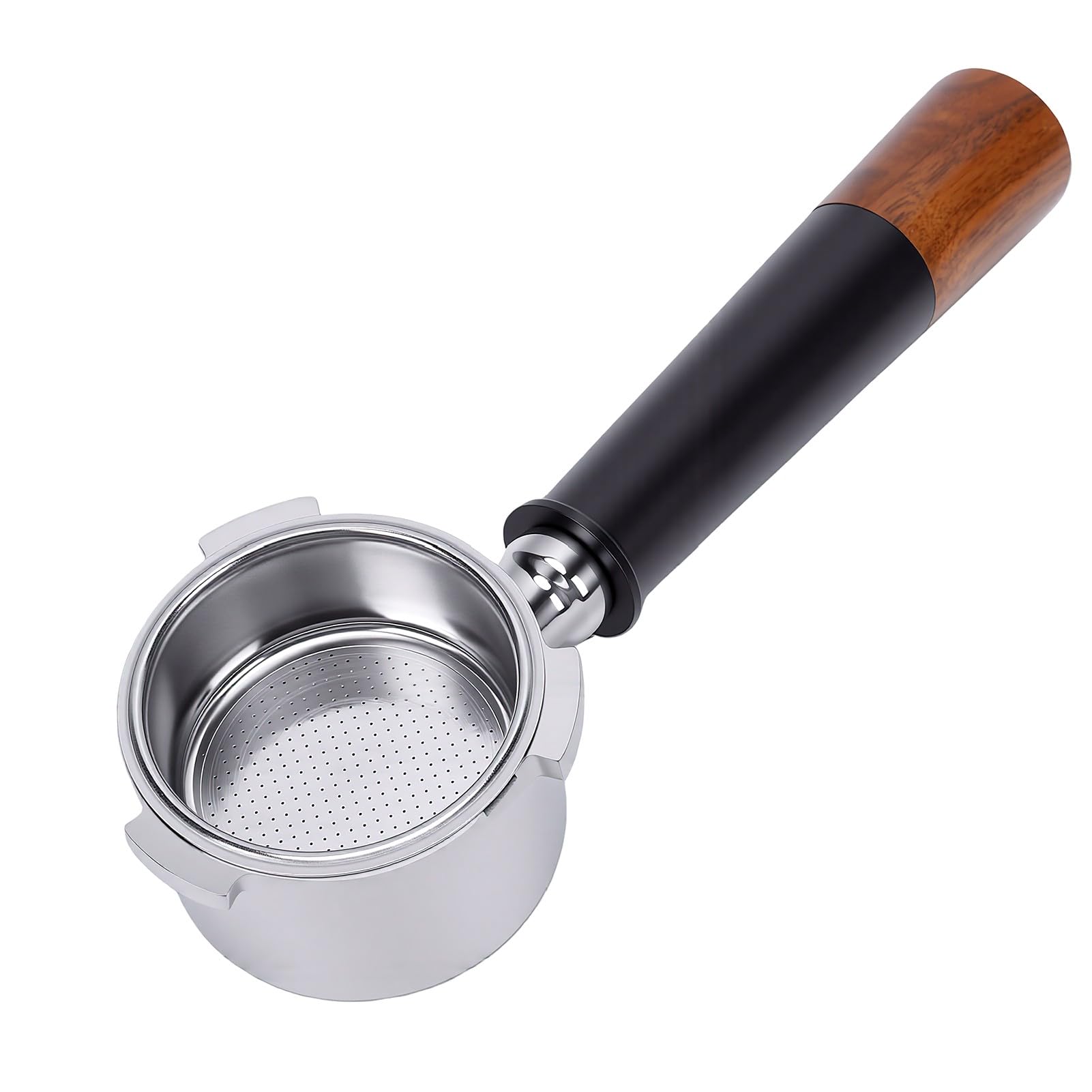 RIZGHWOY Portafiltro caffè da 51 Mm con 3 Alette, Supporto Filtro per | Acciaio Inox 304, Manico in Noce, Antiruggine, Ideale per Casa, Ufficio e Bar