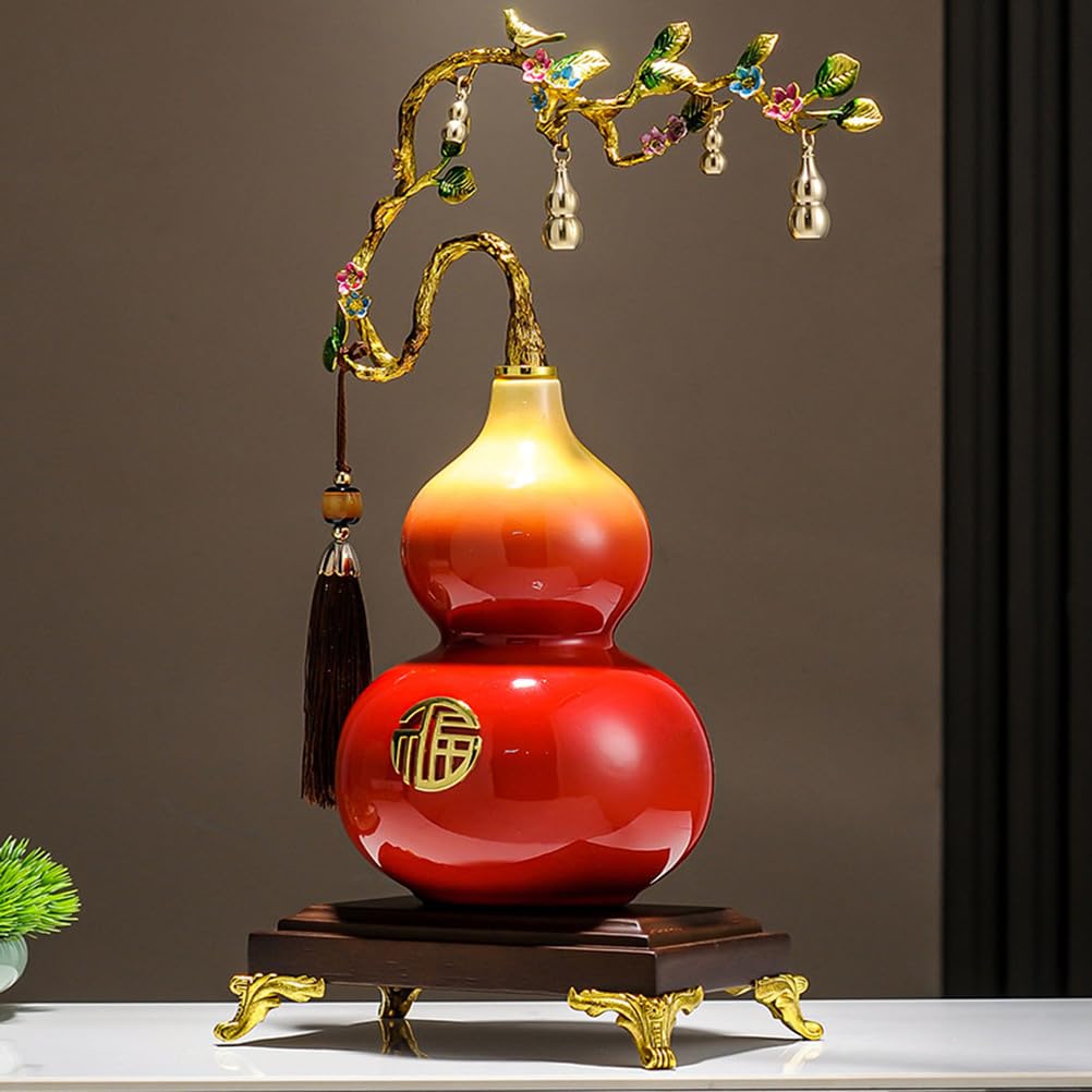 Sztuka dekoracyjna statua tykwy Feng Shui ozdoba z żywicy, rzeźba Hu Lu, dekoracje biura domowego, przyciąganie bogactwa i szczęścia, prezent, figurka ozdoba dobra,Orange