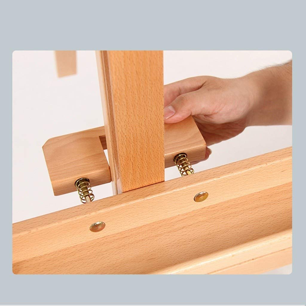 Große Staffelei, Staffelei aus massivem Buchenholz, 147–193 cm, verstellbare Staffelei, Atelierstaffelei für Erwachsene (Schwarz, transparent, 90 x 60 x 1,9 cm)