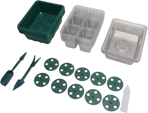TOPINCN Seed Starter Tray, Durable Garden Seedling Tray Transparent Cover Botton Drain Hole for Horticulture (6 Holes)