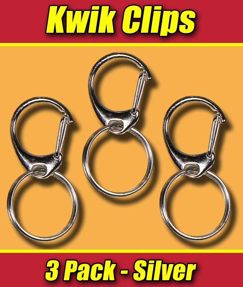 Kwik Clip Three Pack - Easily Switch Dog Tags from one Collar to Another (Silver)