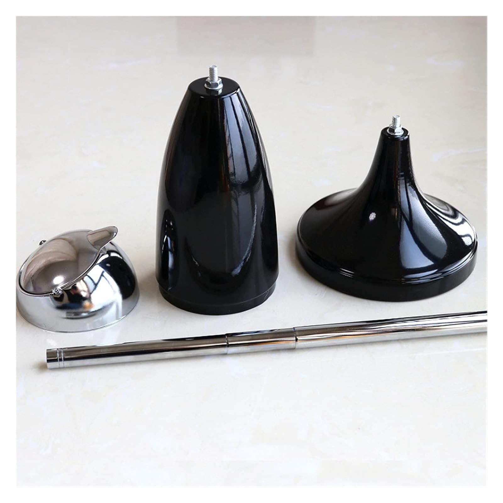 Posacenere da terra regolabile for esterni con coperchio antivento - Posacenere da terra nero for patio, terrazza e soggiorno(B)