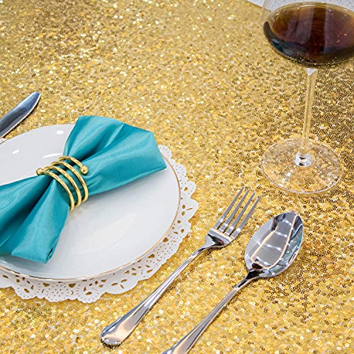 Jyflzq Light Gold Sequin Tablecloth 50" X 50" Square Sparkly Drape Table Cloths Table Cover Overlay For Wedding Birthday Party Baby Bridal Shower #TOP2