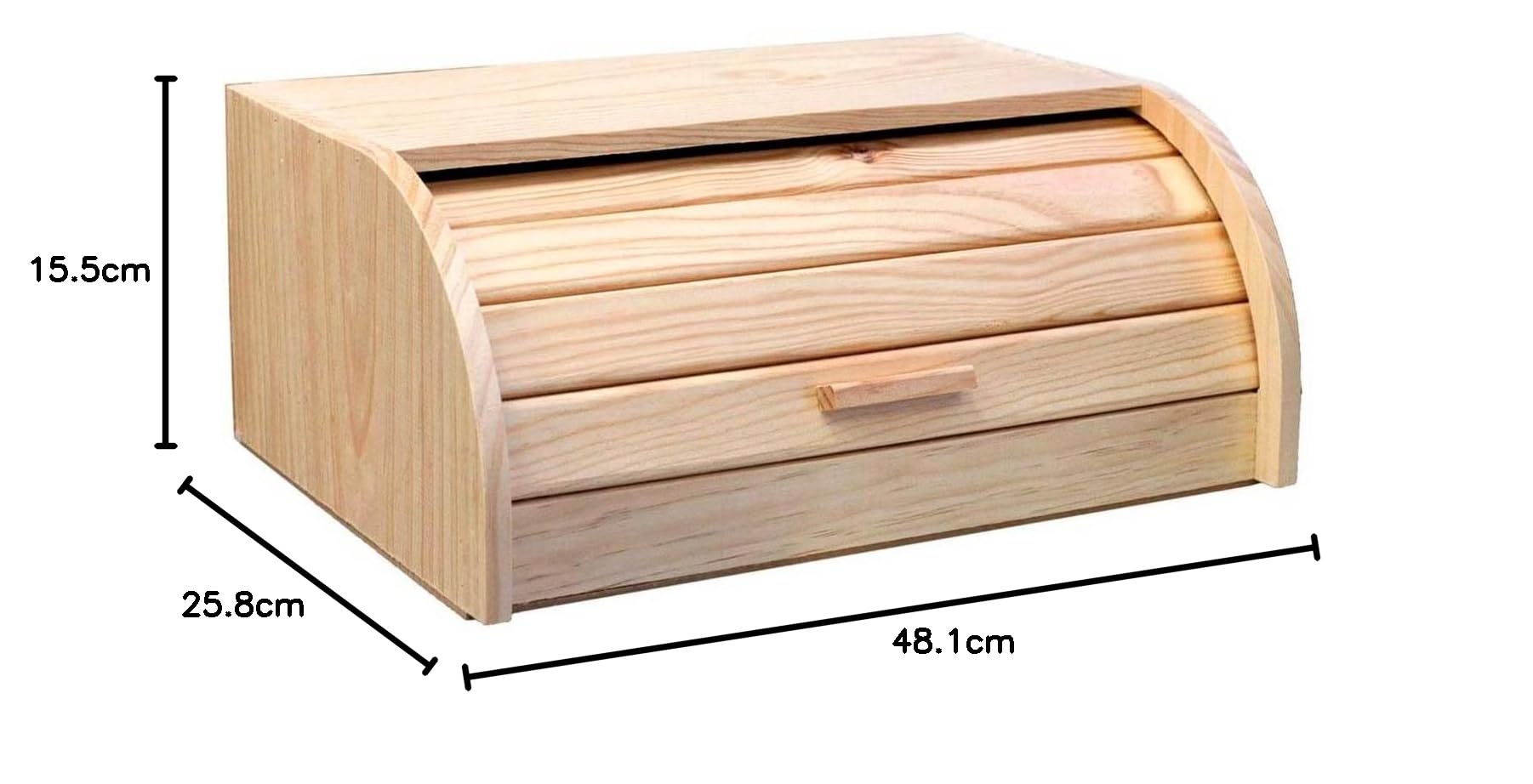 Acan Tradineur – Panera de Madera con Tapa – Contenedor para Pan Fabricado en Madera Natural – 15,5 x 48,1 x 25,8 cm