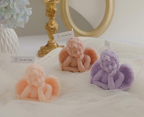 Miniatura 6 de Angel Shaped Scented Candle,150G Aroma Soy Wax Decorative Candle,Handmade Aesthetic Candle for Table Photo Prop Birthday Gift,Prefect for Meditation