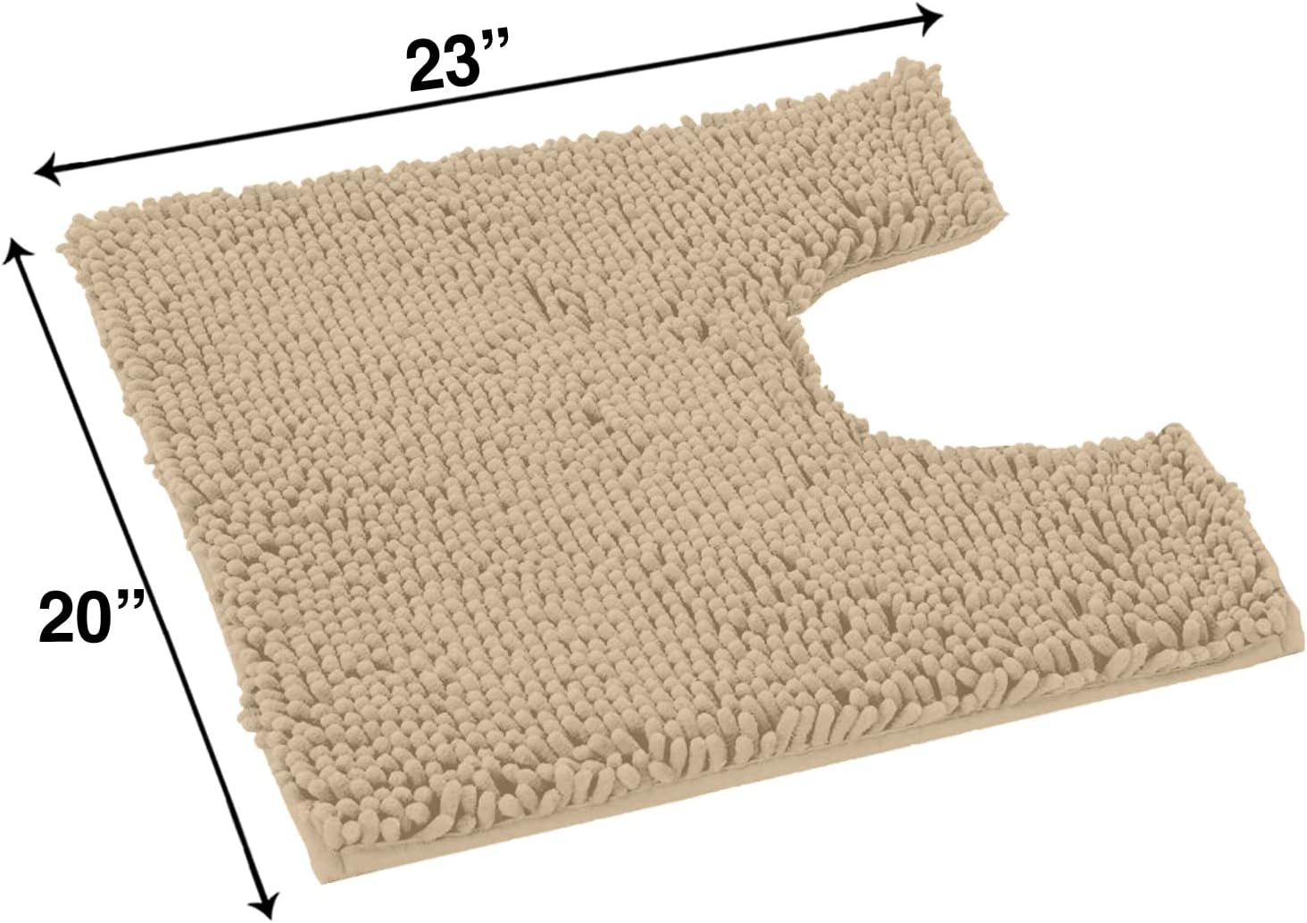 LuxUrux Birch Bath Mat - U-Shaped Contoured Rug for Around Toilet, Super Absorbent Shaggy Bath Rug. Easy Machine Wash & Dry (20" x 23", Birch)