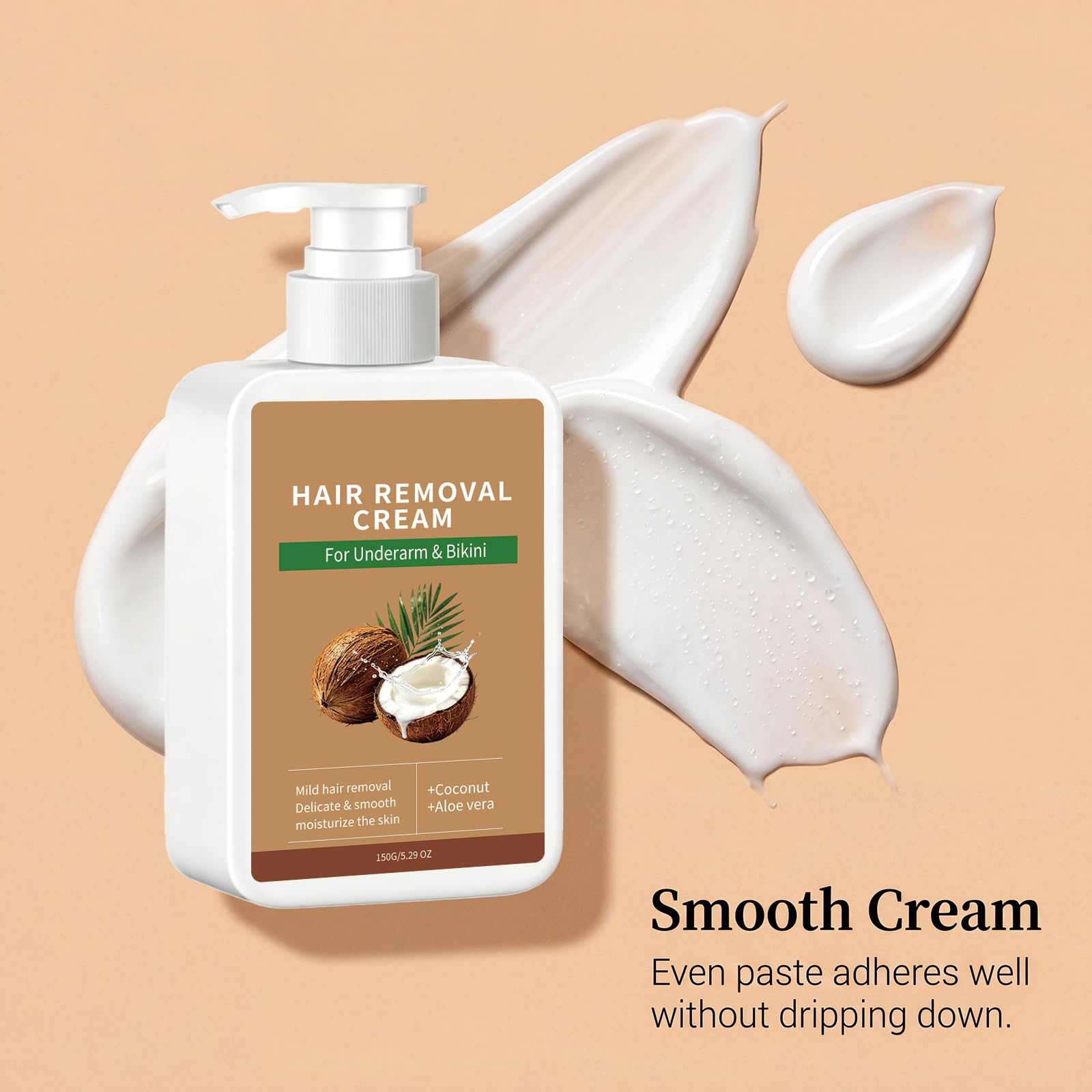 Crema depilatoria delicata e indolore per donne e uomini, a base di olio di cocco, per viso, labbro superiore, mento e guance. Adatto per pelli sensibili. Lascia la pelle (4 pezzi)