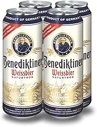 Pack cervejas de trigo Benediktiner Weissbier contendo 4 latas de 500ml cada - Total 2 litros
