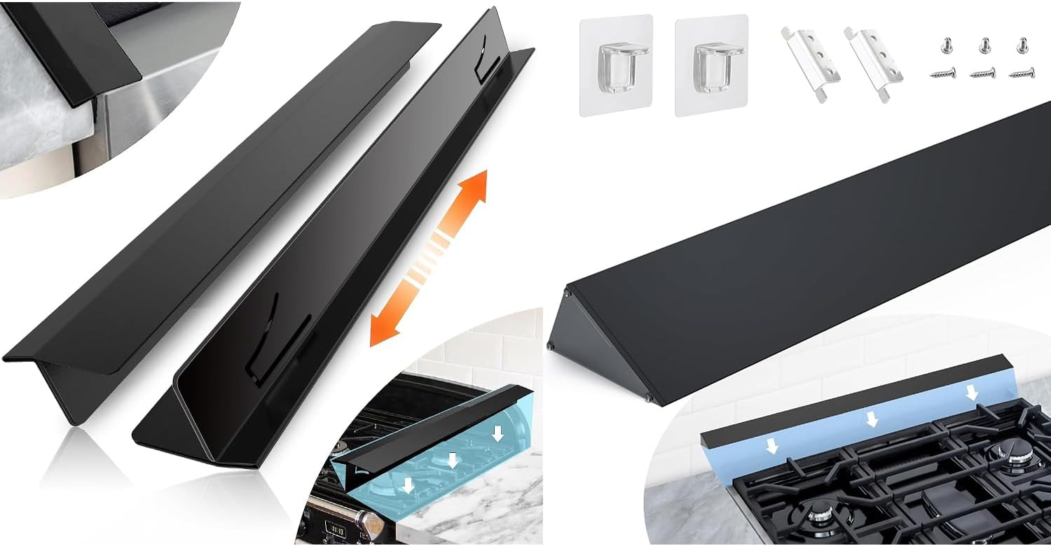 2PCS Kitchen Stove Counter Gap Covers with 30" Slide-in Range Rear Filler Kit W10113901A,Stove Gap Universal Triangular Filler Strip, Cooktop Trim Kit Between Stove and Backsplash for Whirlpool & Most