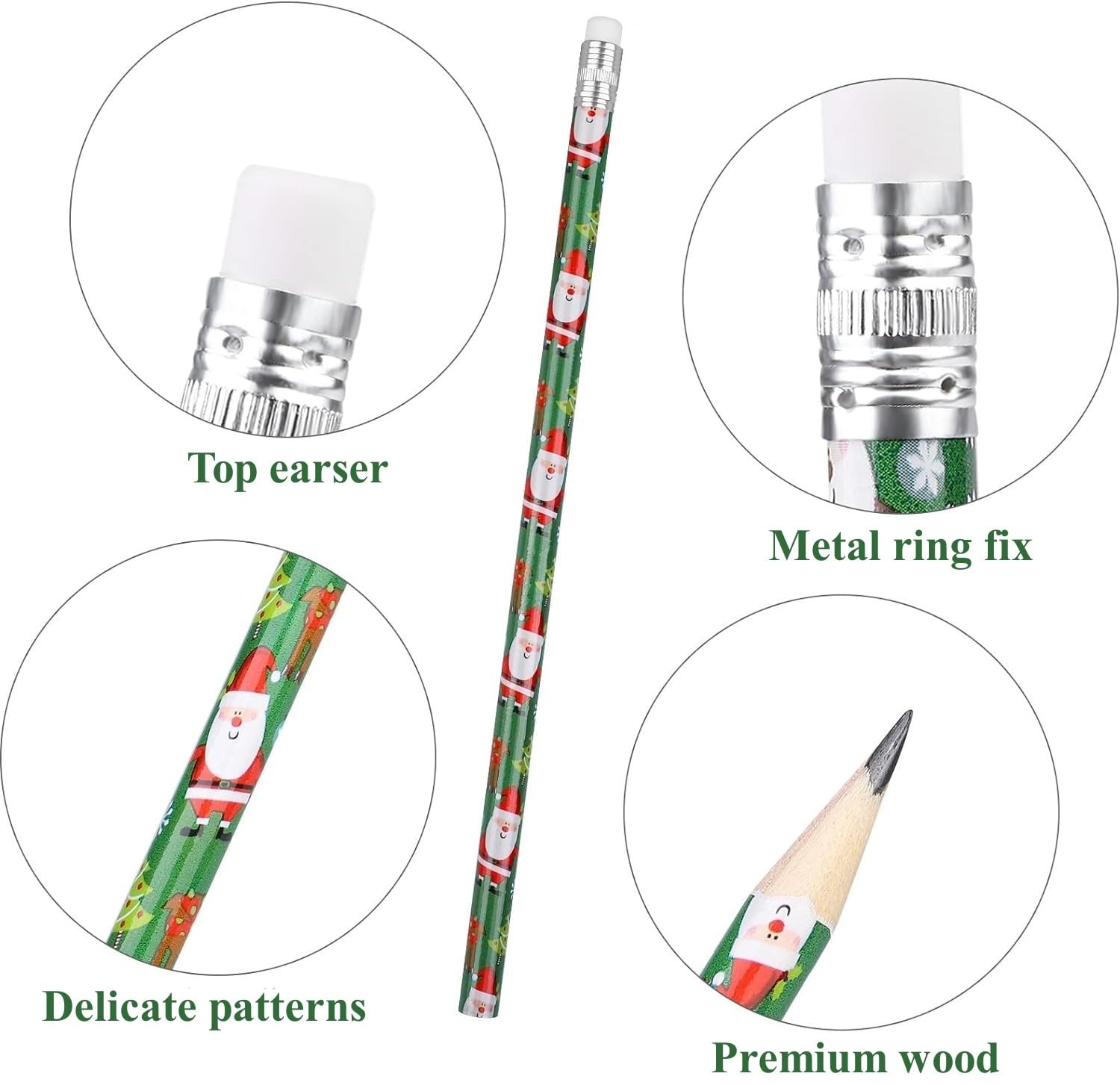 LATERN 100Pcs Christmas Pencils with Erasers - Image 2