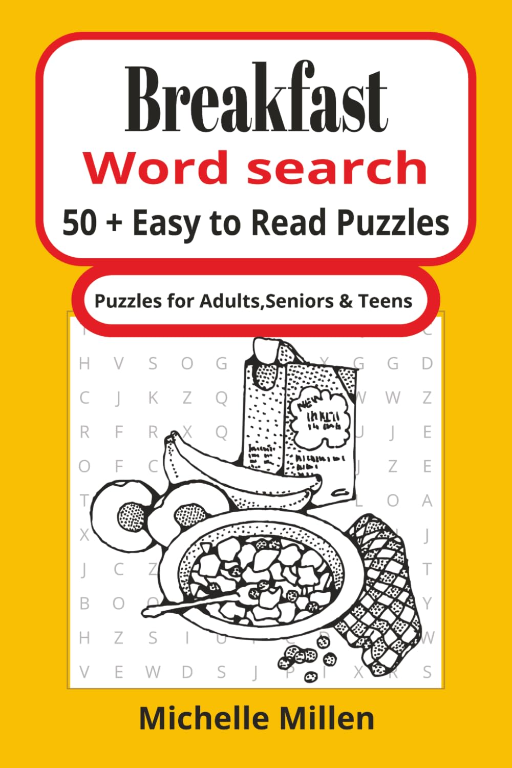 Breakfast: Easy to read large print word search book 50+puzzles with answers 6x9 inches 110 pages for adults seniors and teens