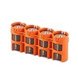 Storacell SLD4ORG by Powerpax SlimLine D Battery Caddy, Orange, Holds 4 Batteries, 1 Count (Pack of 1)