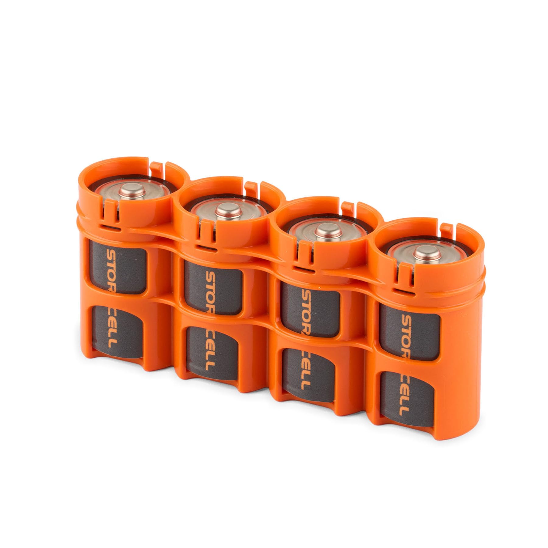 Storacell SLD4ORG by Powerpax SlimLine D Battery Caddy, Orange, Holds 4 Batteries, 1 Count (Pack of 1)