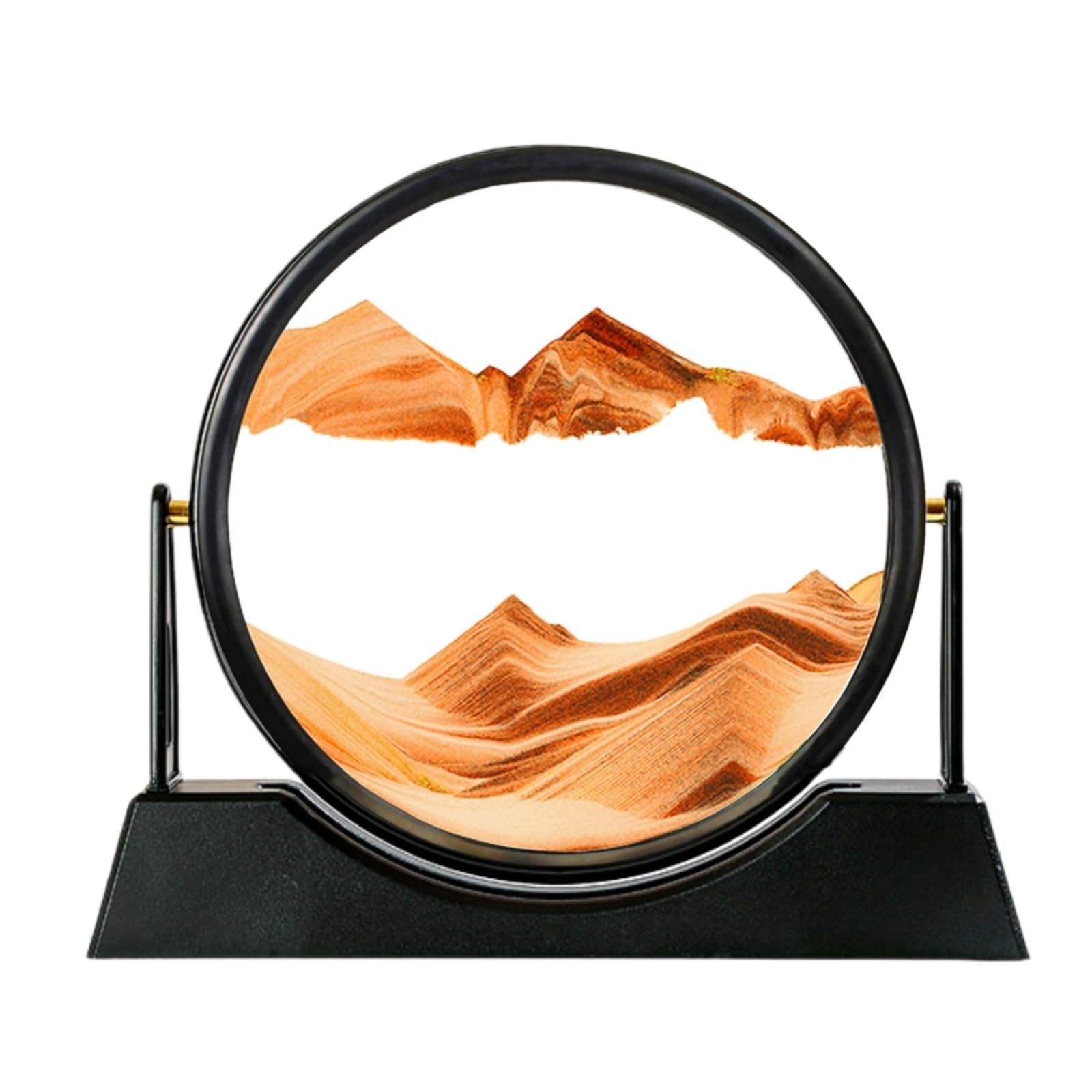 FHFTHYH Moving Sand Art Picture Liquid Motion, 3D Quicksand Décor, Deep Sea Sandscapes with Display Flowing Sand Frame for Relaxing, Desktop Office Home Decoration(Orange)