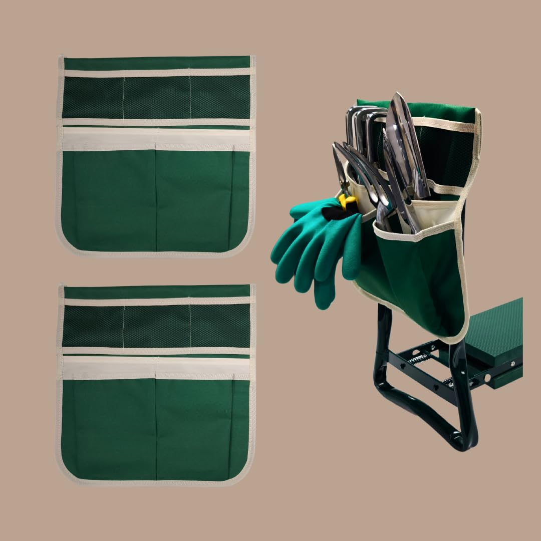 2-in-1 Garten Kniebank für Gartenarbeit, Gartenhocker klappbar mit Eva-Sitzpolster, 2 Werkzeugtaschen, bis 150 kg, weiche Kniebank, Kniekissen für Haushalt, Camping