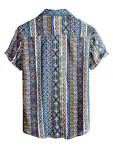 Vatpave Mens Summer Tropical Shirts Short Sleeve Button Down Aloha Hawaiian Shirts X-Large Blue #TOP1