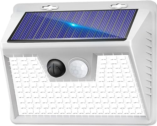 Miniatura 18 de Kolpop Luces solares para exteriores, paquete de 2, 140 LED/3 modos, luces de pared con sensor de movimiento alimentadas por energía solar, Blanco