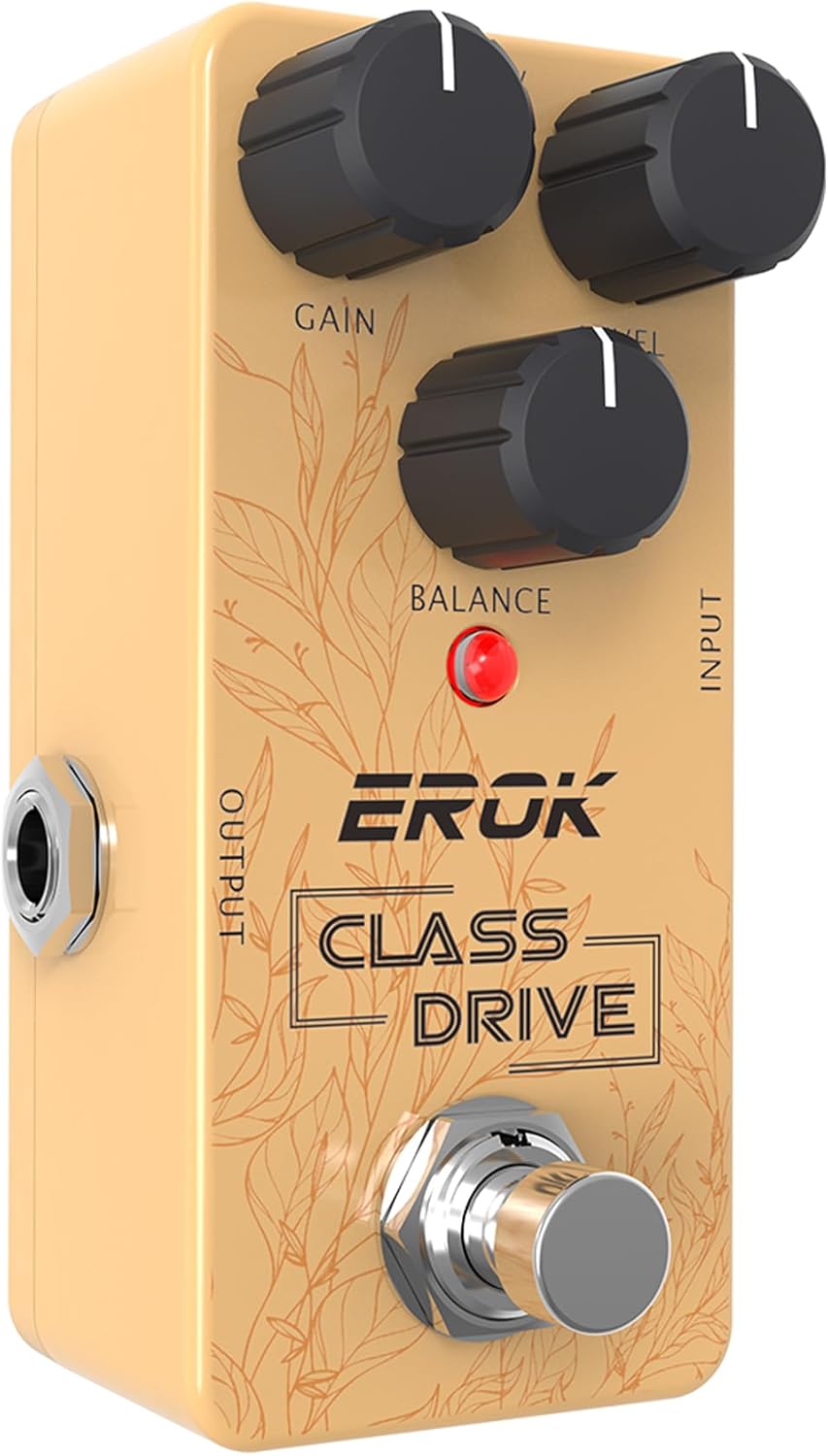 EROK Class Drive Pedal - Low Gain Overdrive with Natural Tone Enhancement, Tube - like Sound, Stackable, Warm Saturation, Mini Size, True Bypass