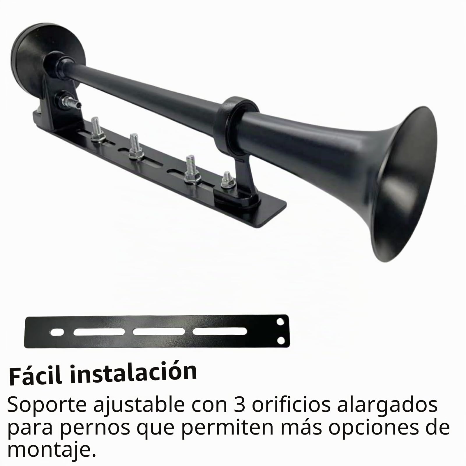 Bocina Coche Bocina Camión Car Horn Altavoz Diseño innovador e instalación ajustable Bocina de barco 150db Bocina de aire Zinc cromado trompeta negro para 12V Coche Barco Camión ect