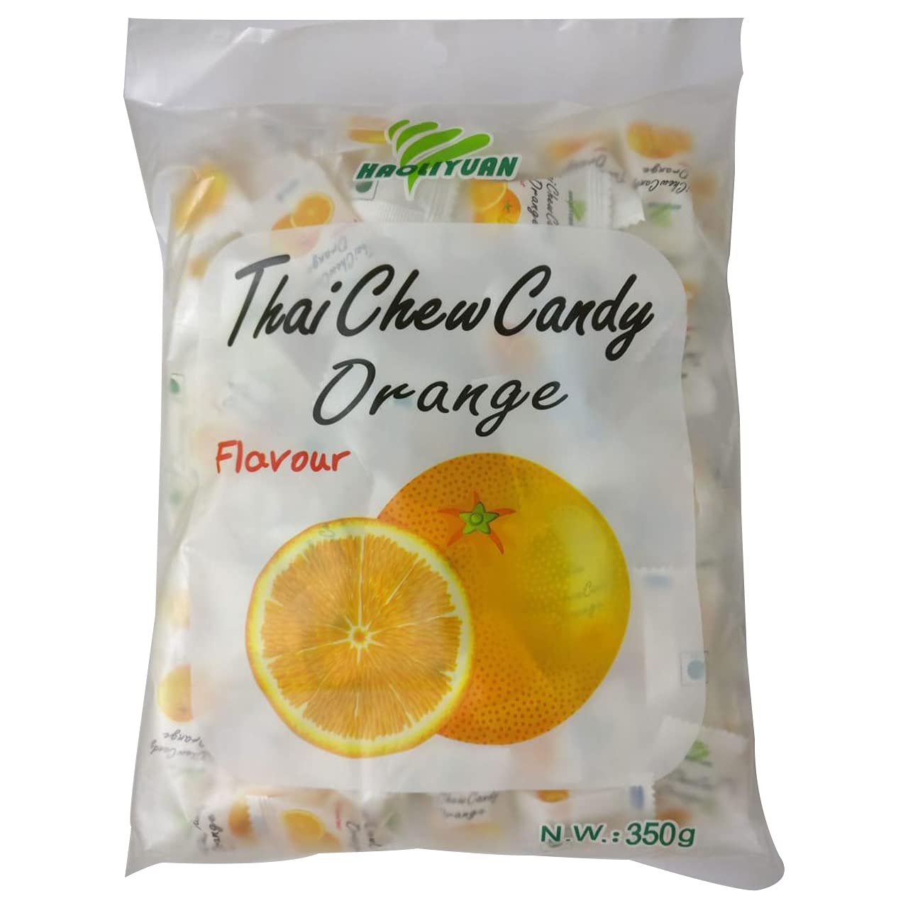 Avril Dress Haoliyuan Thai Chew Orange Flavored Candy, 12.35 oz / 350 g, White & Orange